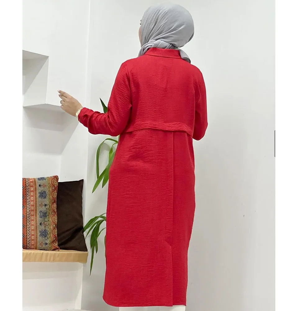 Modest Women's Glittery Tunic 40130 - Red