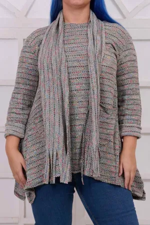 Multi Stripe Pattern With scarf Viscose Jumper