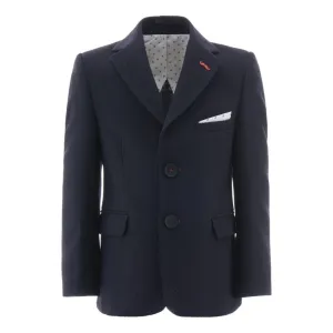 Navy Embroidered Pocket Blazer