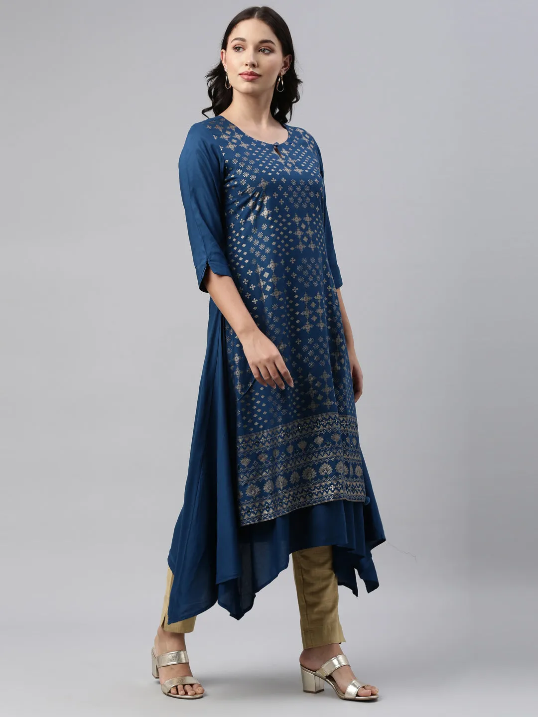 Neeru's Blue Color Rayon Fabric Tunic