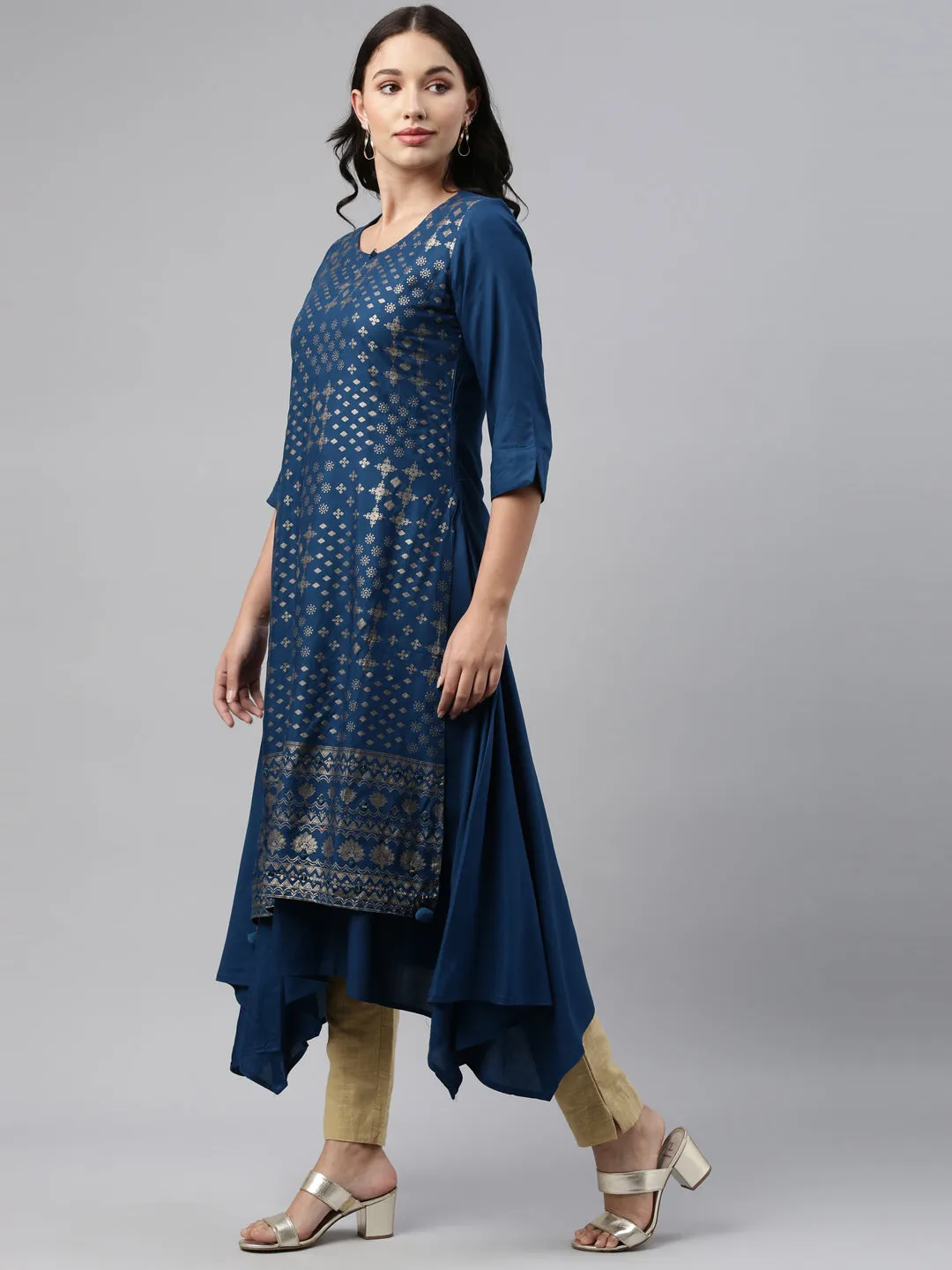 Neeru's Blue Color Rayon Fabric Tunic