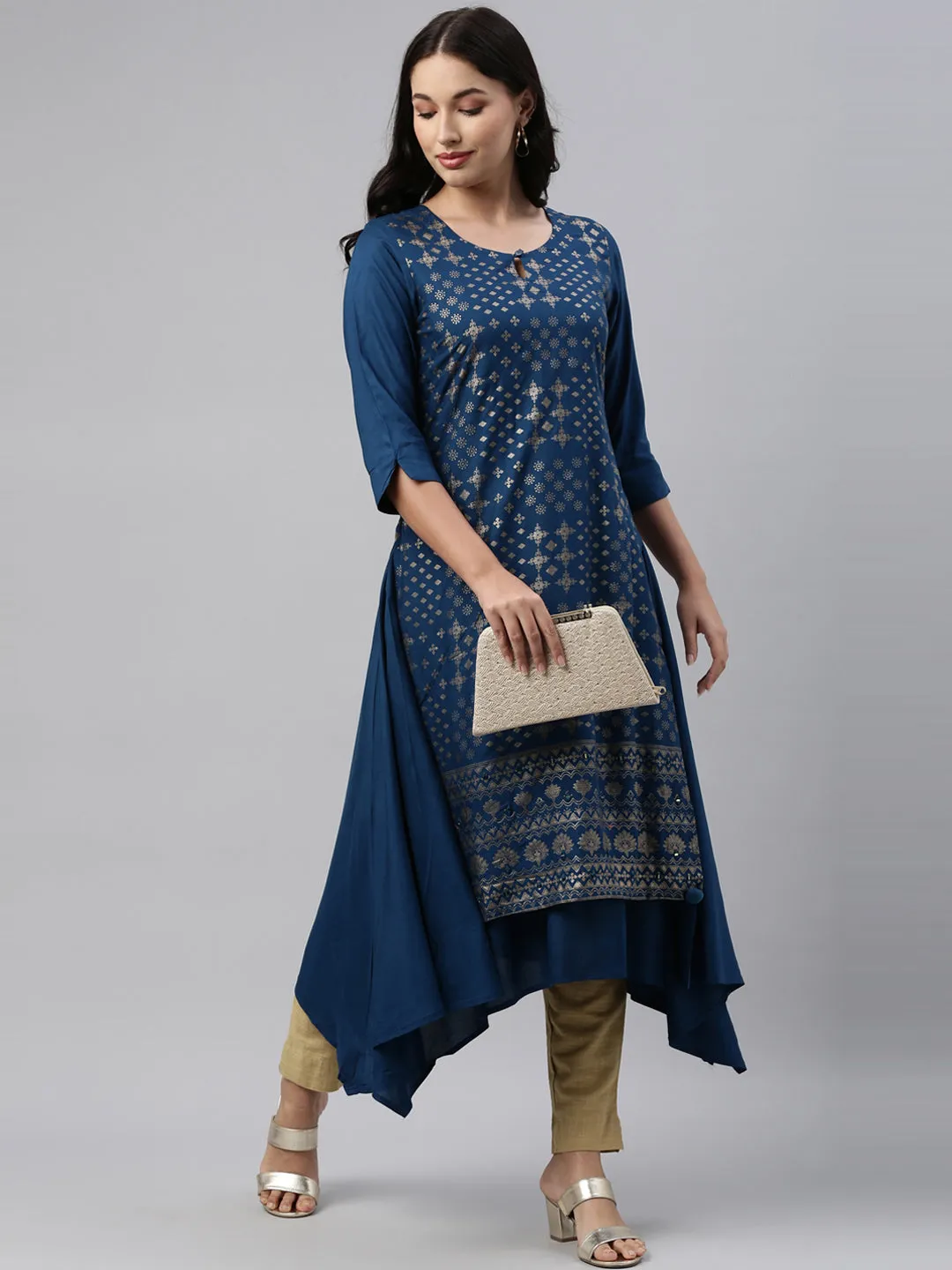 Neeru's Blue Color Rayon Fabric Tunic