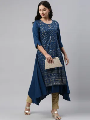 Neeru's Blue Color Rayon Fabric Tunic