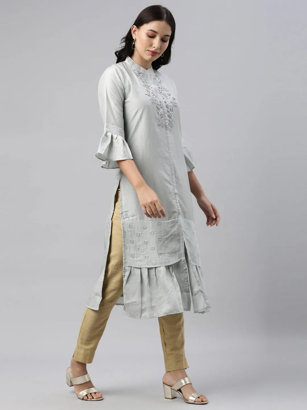 Neeru's Grey Color Model Fabric Tunic