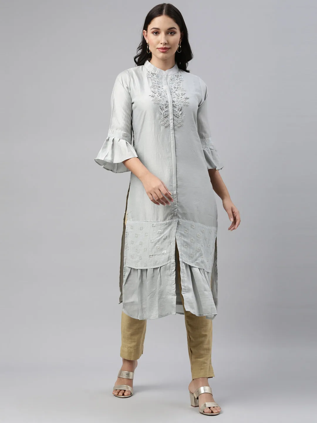 Neeru's Grey Color Model Fabric Tunic