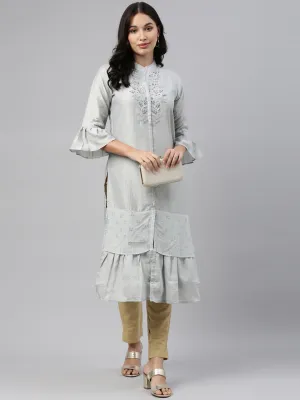 Neeru's Grey Color Model Fabric Tunic