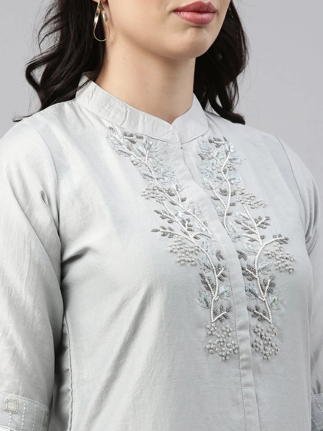 Neeru's Grey Color Model Fabric Tunic
