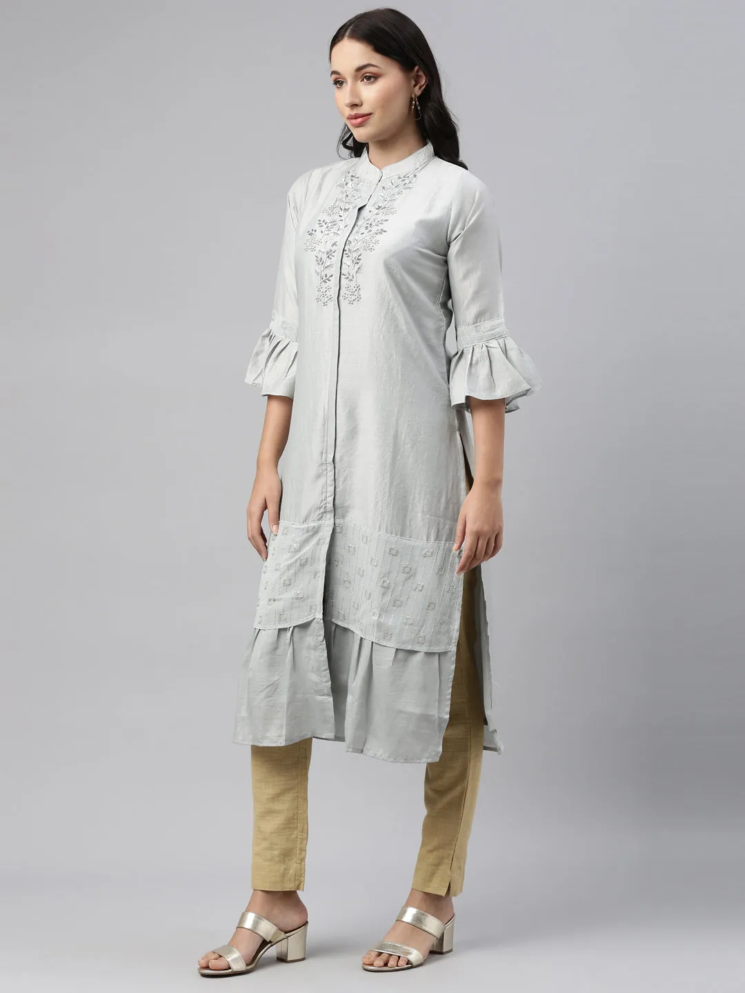 Neeru's Grey Color Model Fabric Tunic