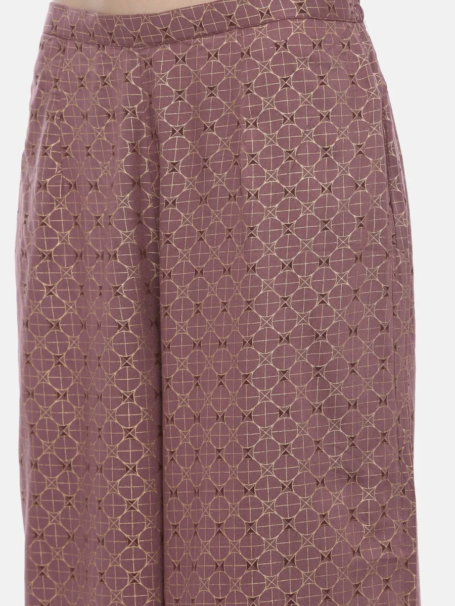 Neeru's Mauve Embellished Tunic & Palazzo Set