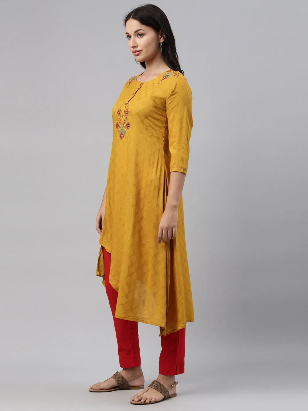 Neeru's Mustard Color Rayon Fabric Tunic