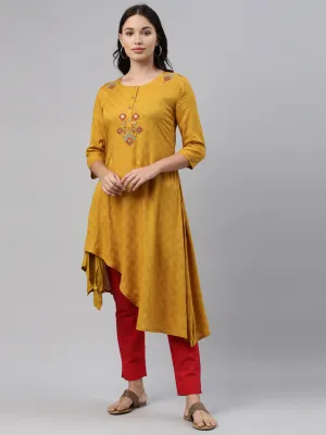 Neeru's Mustard Color Rayon Fabric Tunic