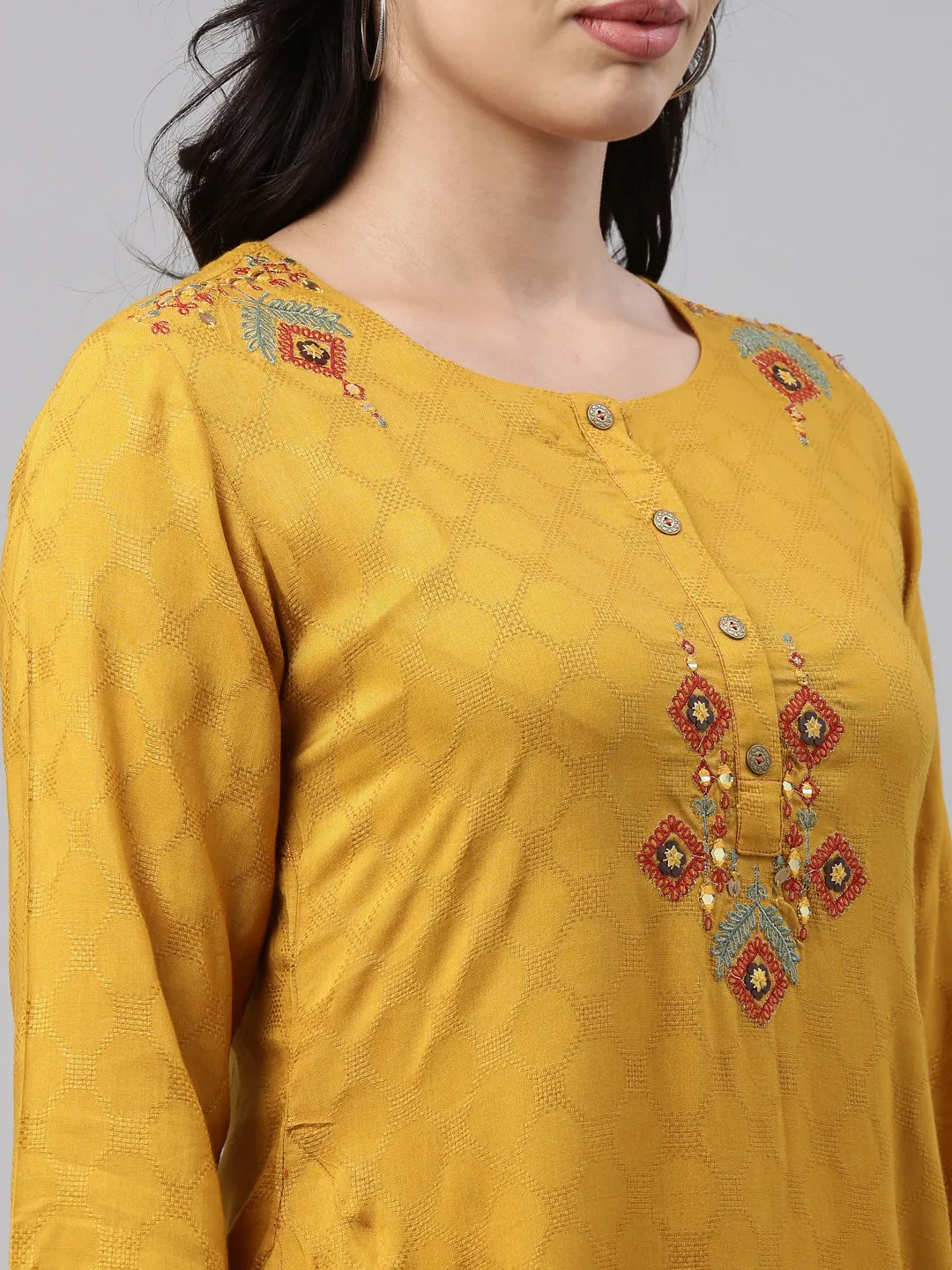 Neeru's Mustard Color Rayon Fabric Tunic