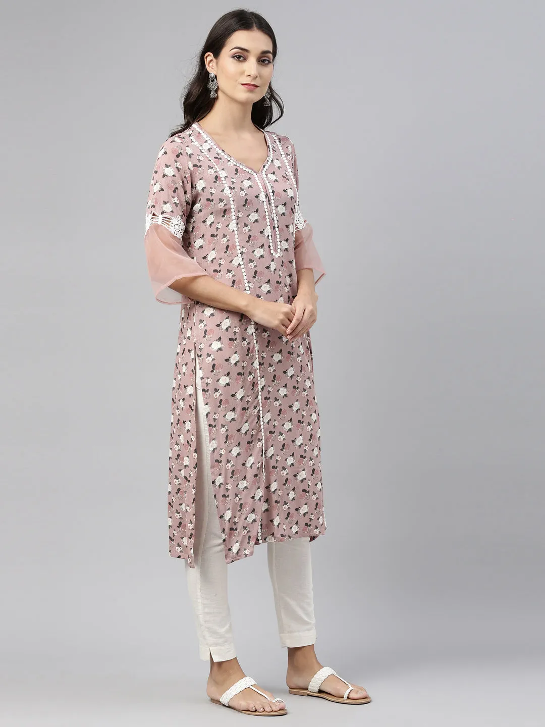 Neeru's Onion Color Rayon Fabric Tunic