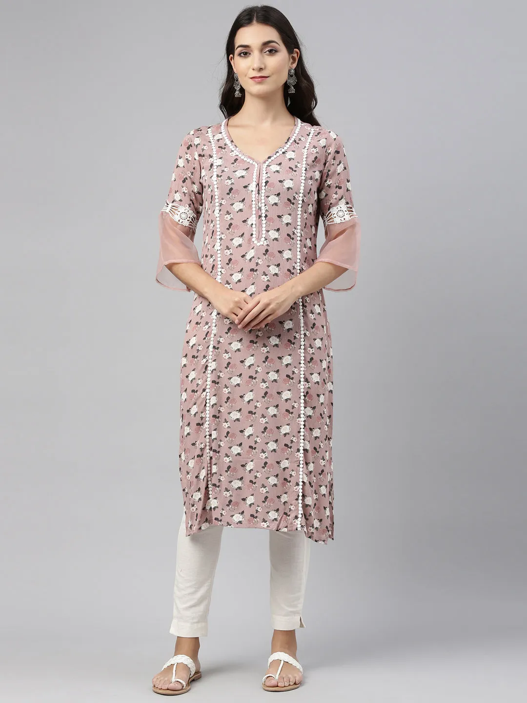 Neeru's Onion Color Rayon Fabric Tunic