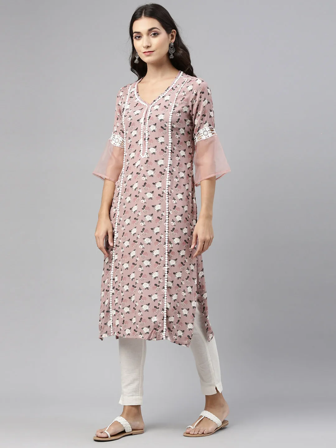 Neeru's Onion Color Rayon Fabric Tunic