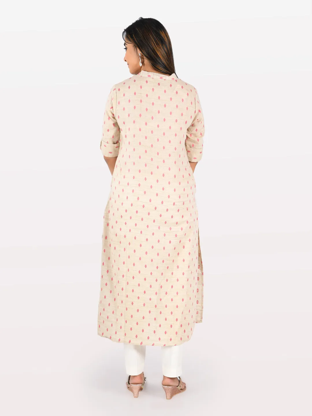 Neeru's Women Beige Pink Color Cotton Fabric Tunic "46"