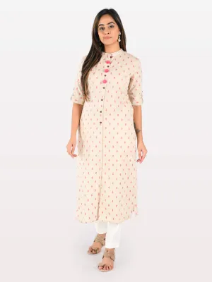 Neeru's Women Beige Pink Color Cotton Fabric Tunic "46"