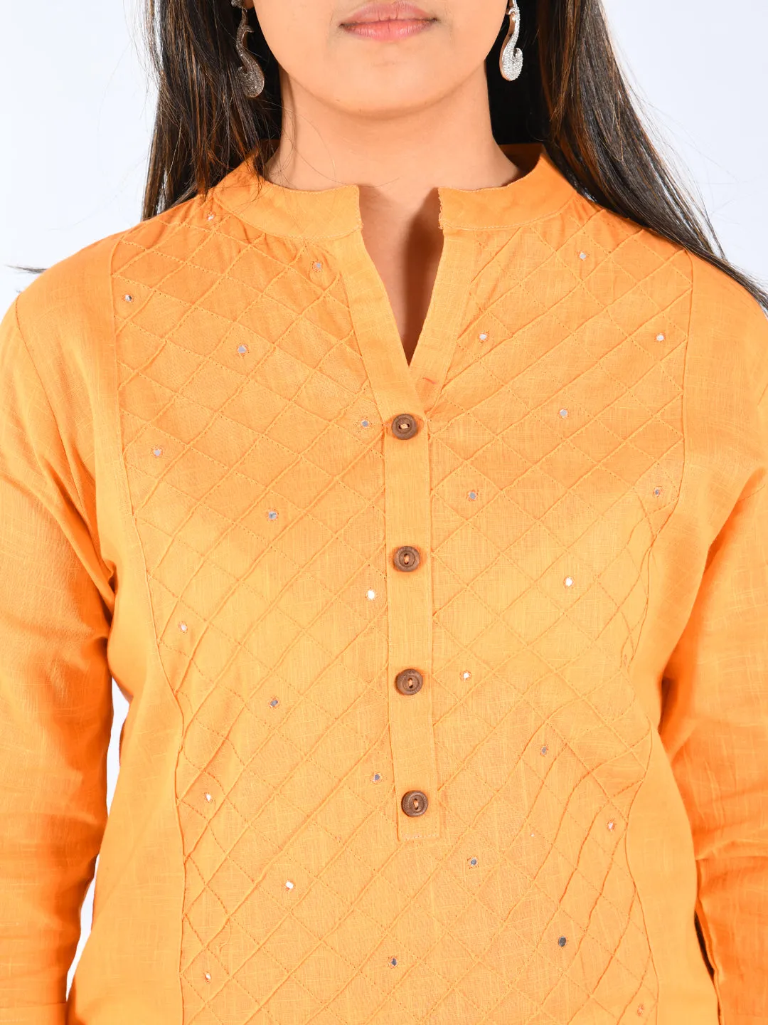 Neeru's Women Peach Color Slub Cotton Fabric Tunic "44"