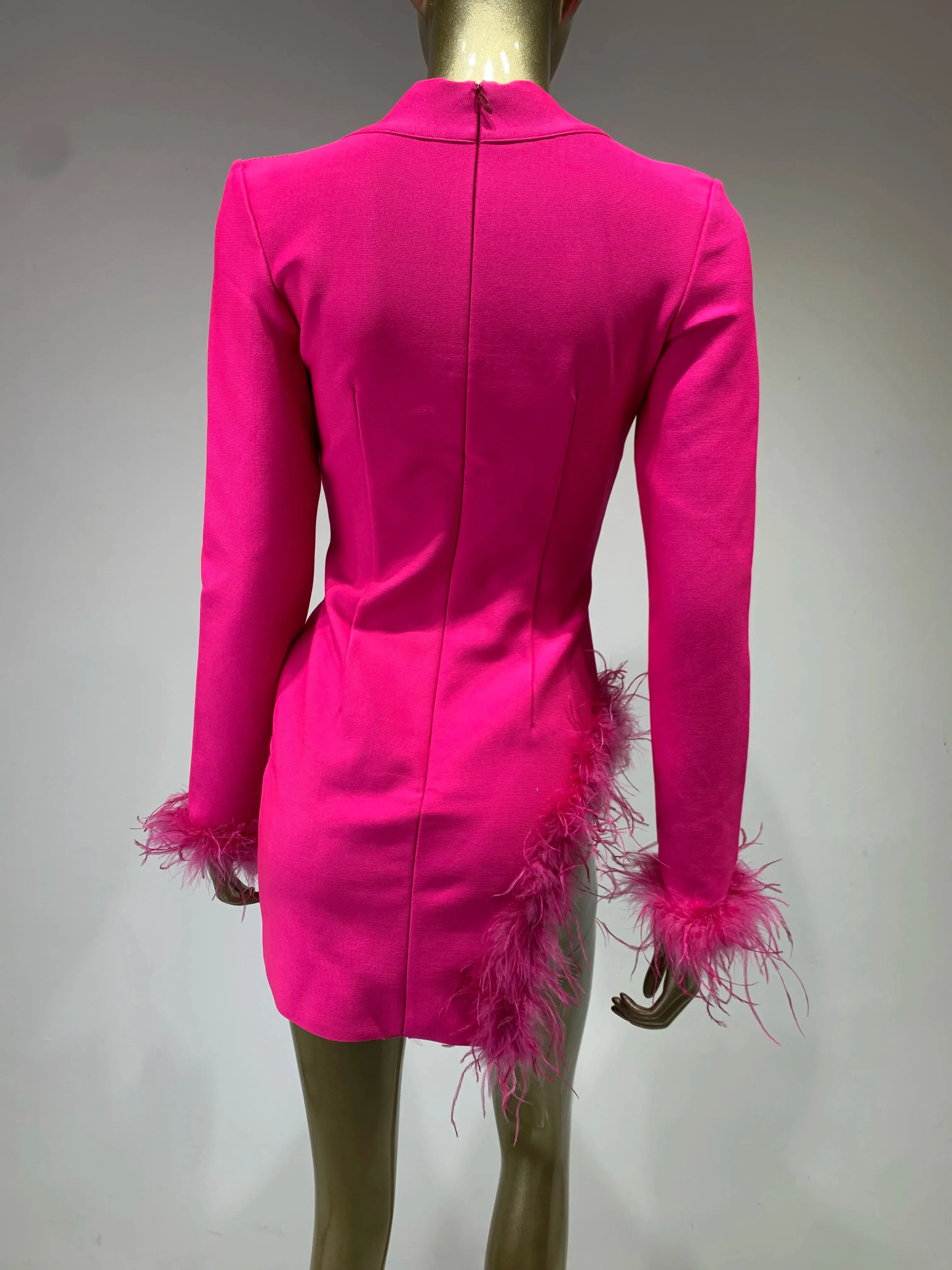 New Elegant Chic Classy Feather Blazer Dress Feather Dress Blazer Dress