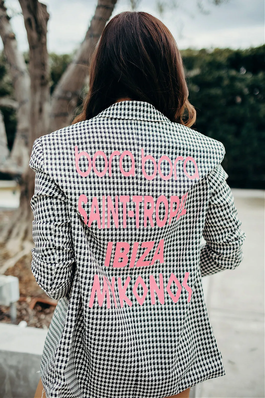 NEW!! The Houndstooth Blazer with Pink Wording