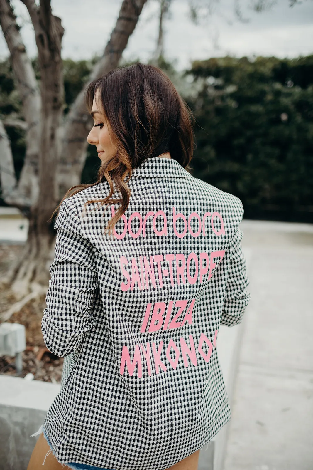 NEW!! The Houndstooth Blazer with Pink Wording
