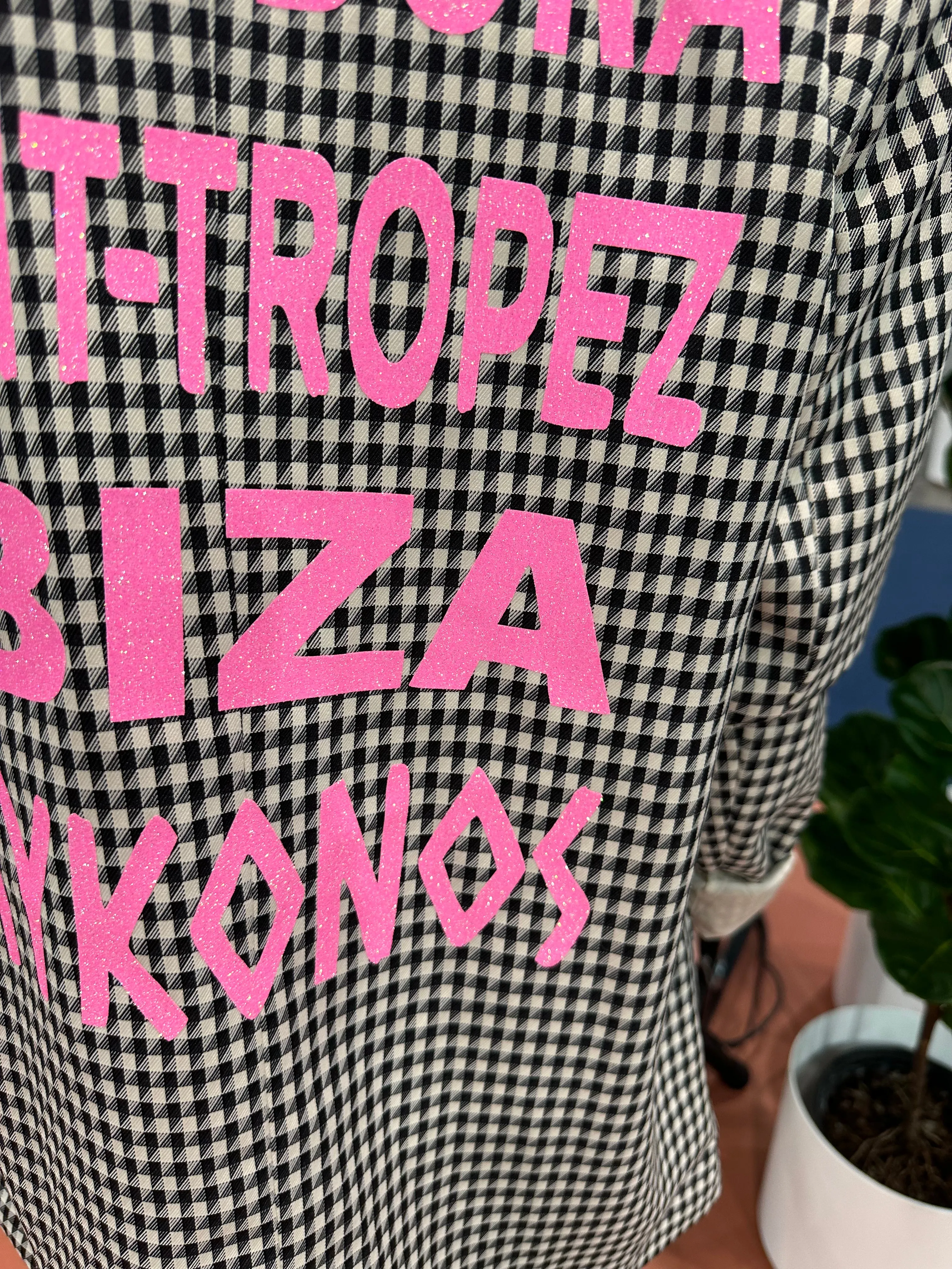 NEW!! The Houndstooth Blazer with Pink Wording