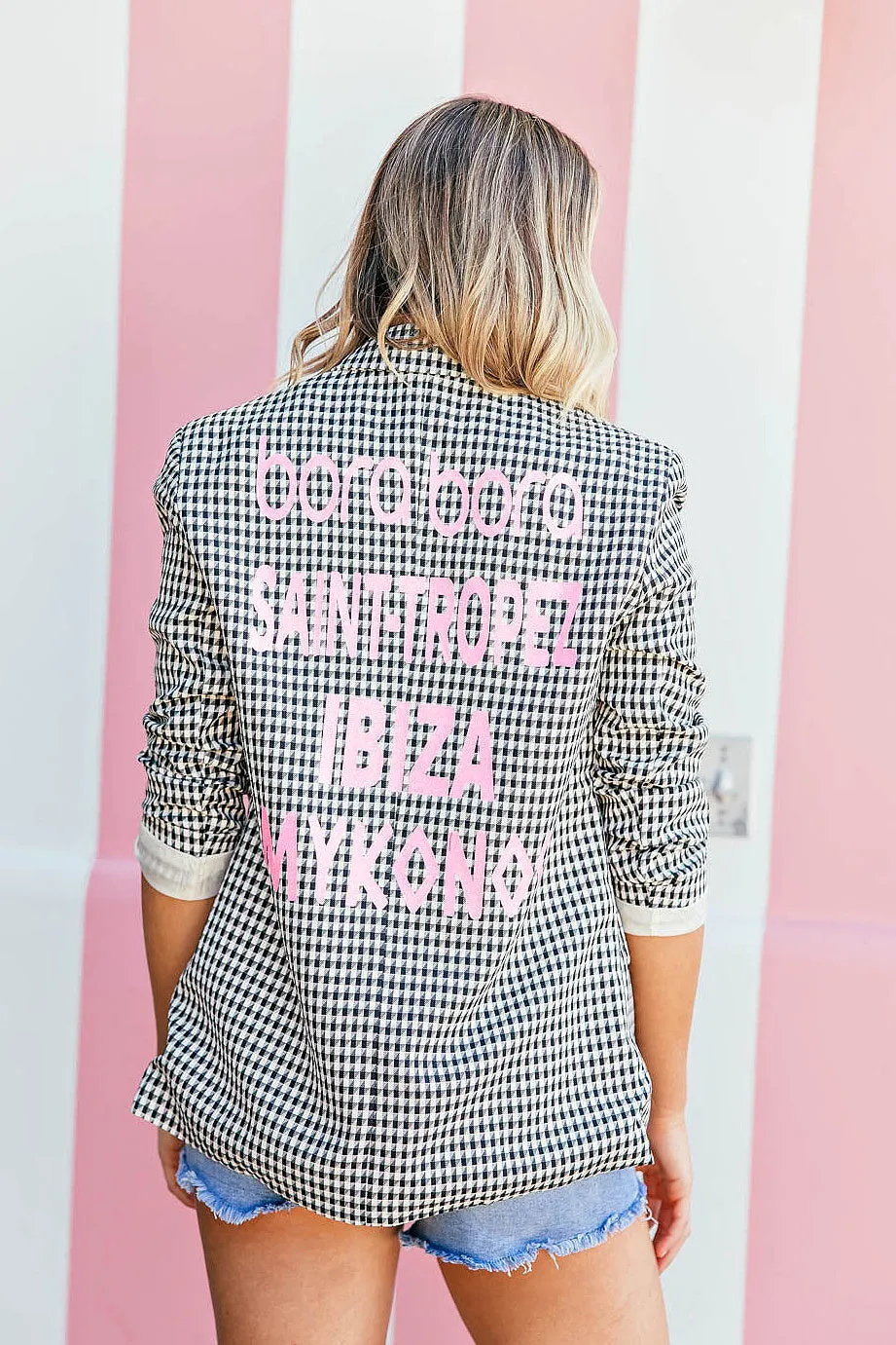 NEW!! The Houndstooth Blazer with Pink Wording