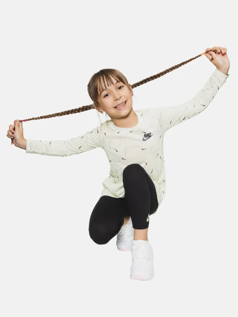 Nike Junior Girls Swooshfetti Top and Legging Set -Light Mint and Black