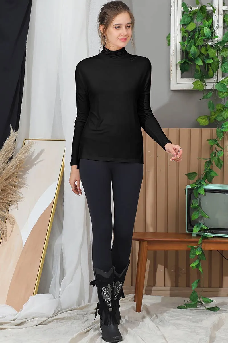 NINEXIS - CWTTL992_LONG SLEEVE TURTLE NECK TUNIC CASUAL TOP: White / (M) 1