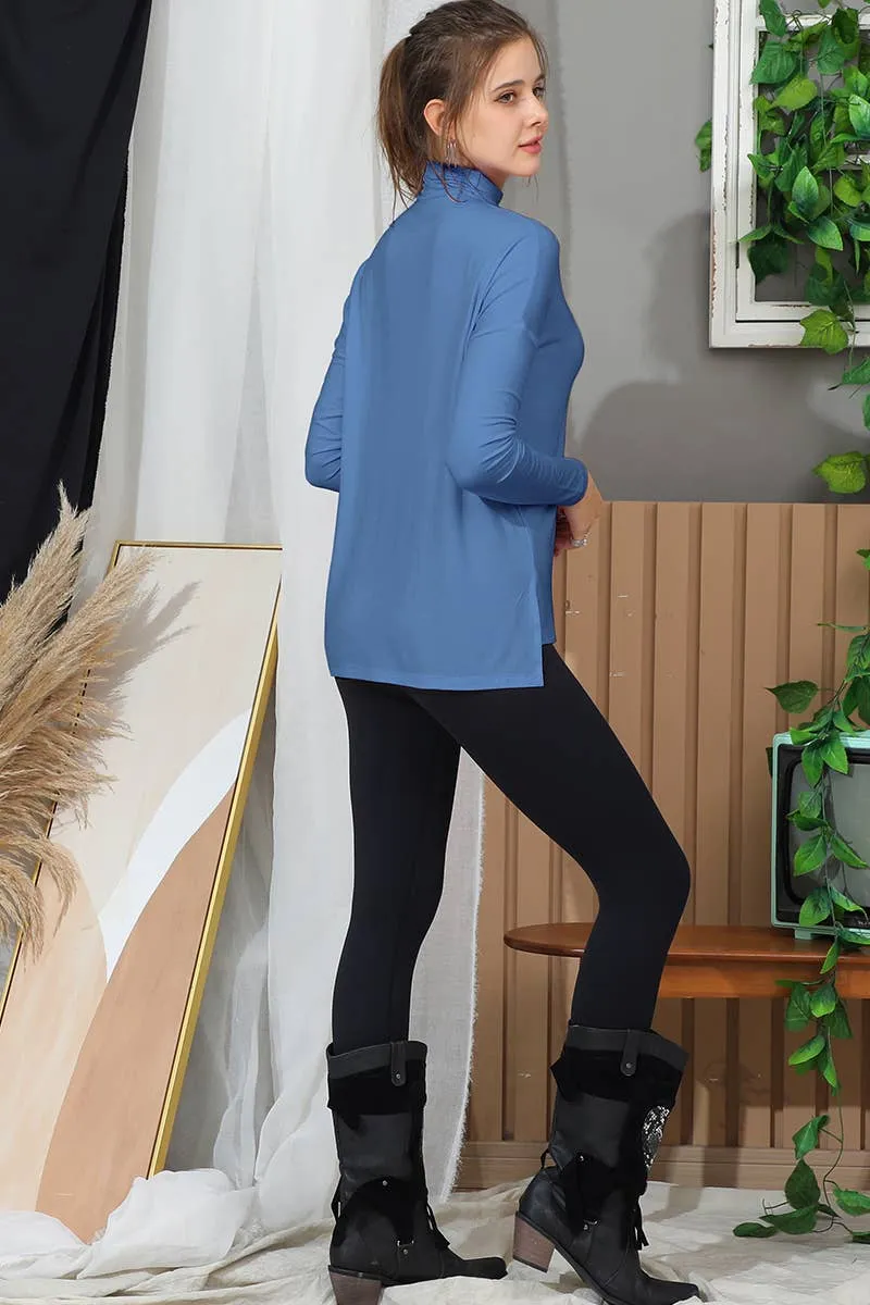 NINEXIS - CWTTL992_LONG SLEEVE TURTLE NECK TUNIC CASUAL TOP: White / (M) 1