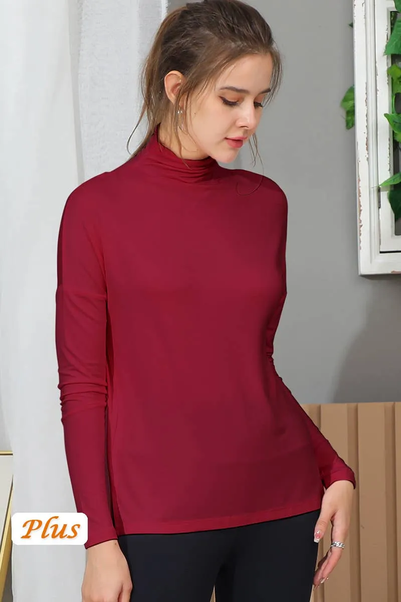 NINEXIS - CWTTL992_LONG SLEEVE TURTLE NECK TUNIC CASUAL TOP: White / (M) 1