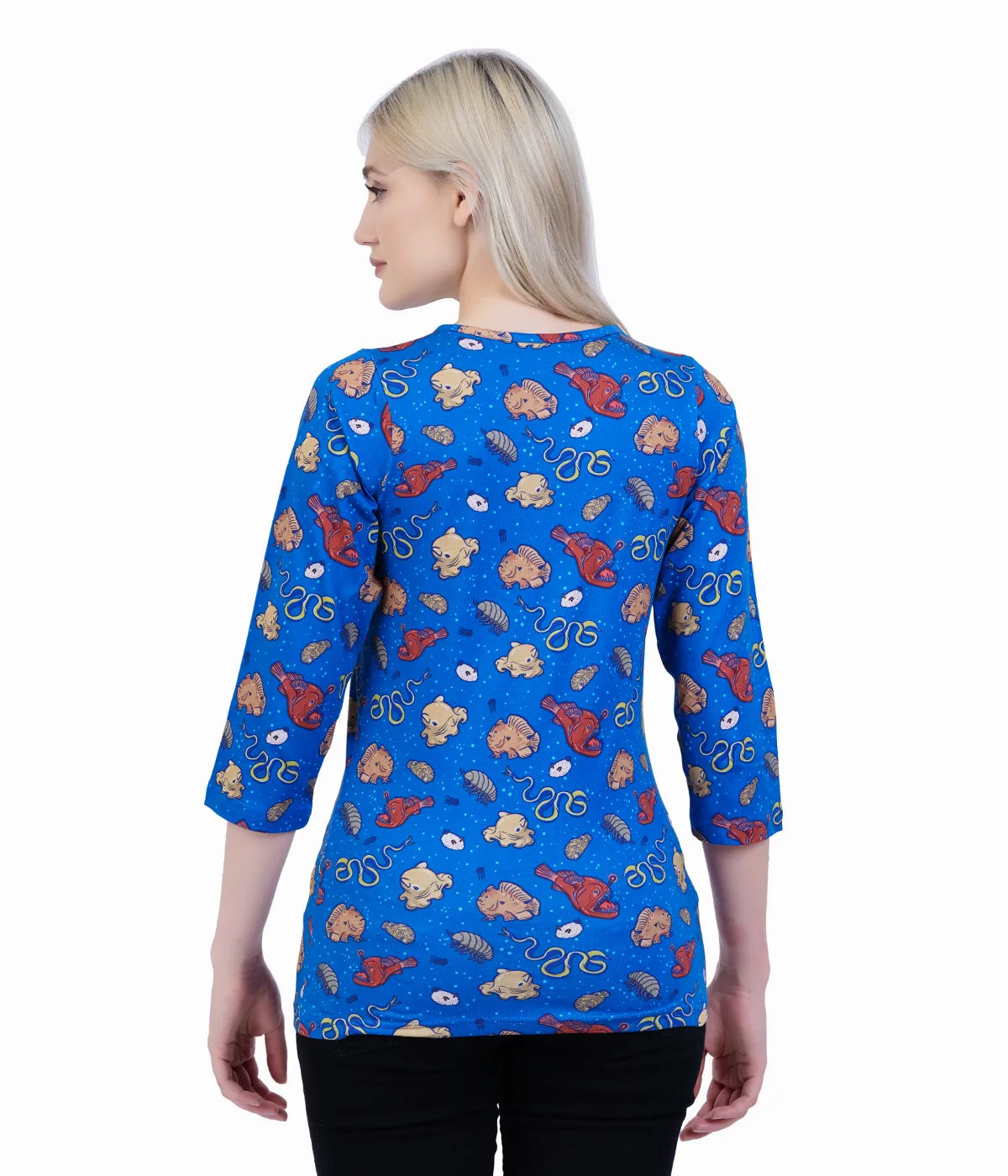Ocean Creatures Split Neck Tunic Top