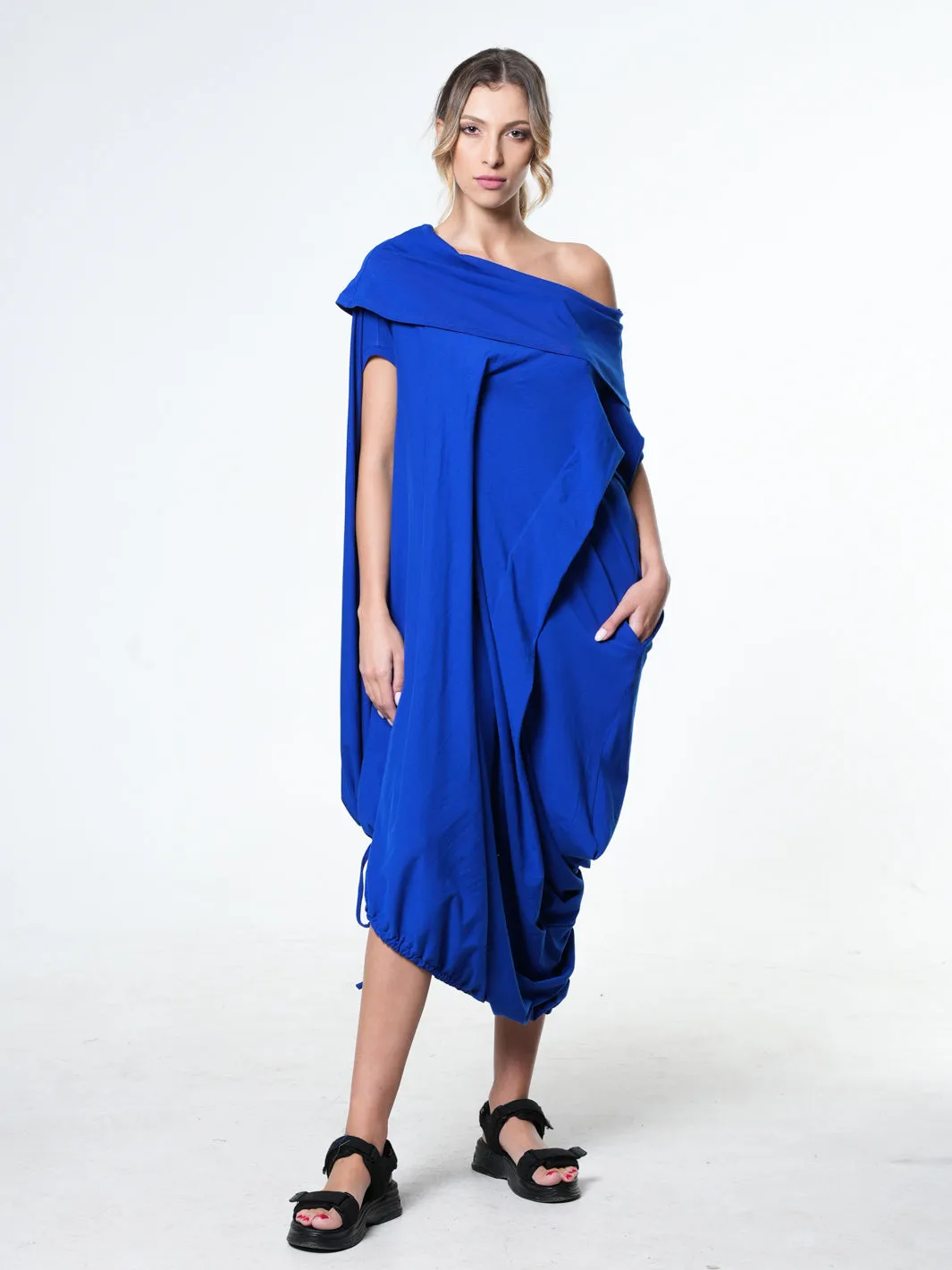 Oversize Cotton Kaftan Dress In Beige