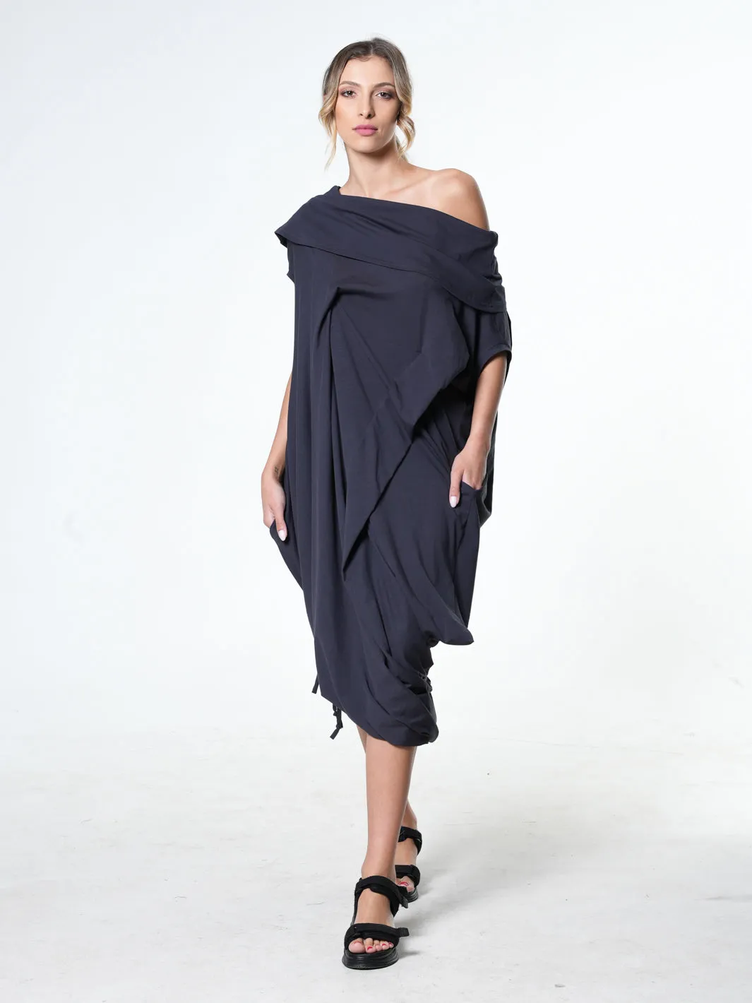 Oversize Cotton Kaftan Dress In Beige