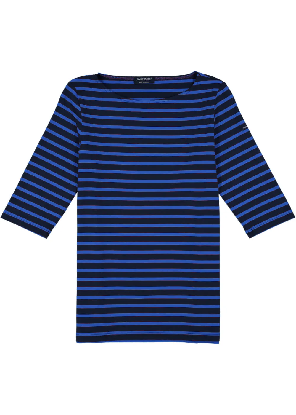 PHARE - Boat Neck Striped Tunic with Slits | Stretch fabric with UV Protection (NAVY / ROYAL BLUE)