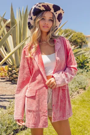 Pink Trendy Button Up Long Sleeve Blazer
