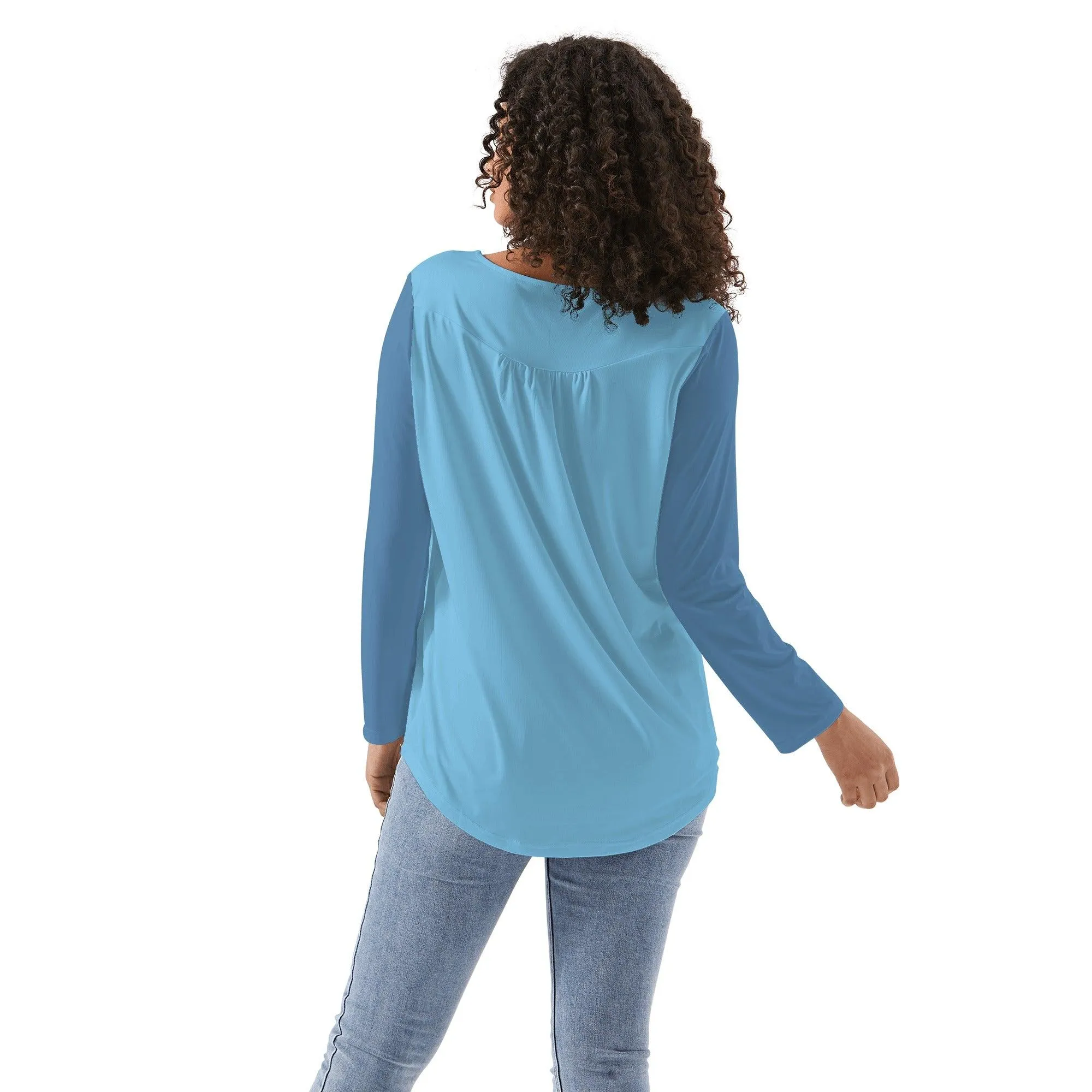Pinsa Blue Babydoll Long Sleeve Top