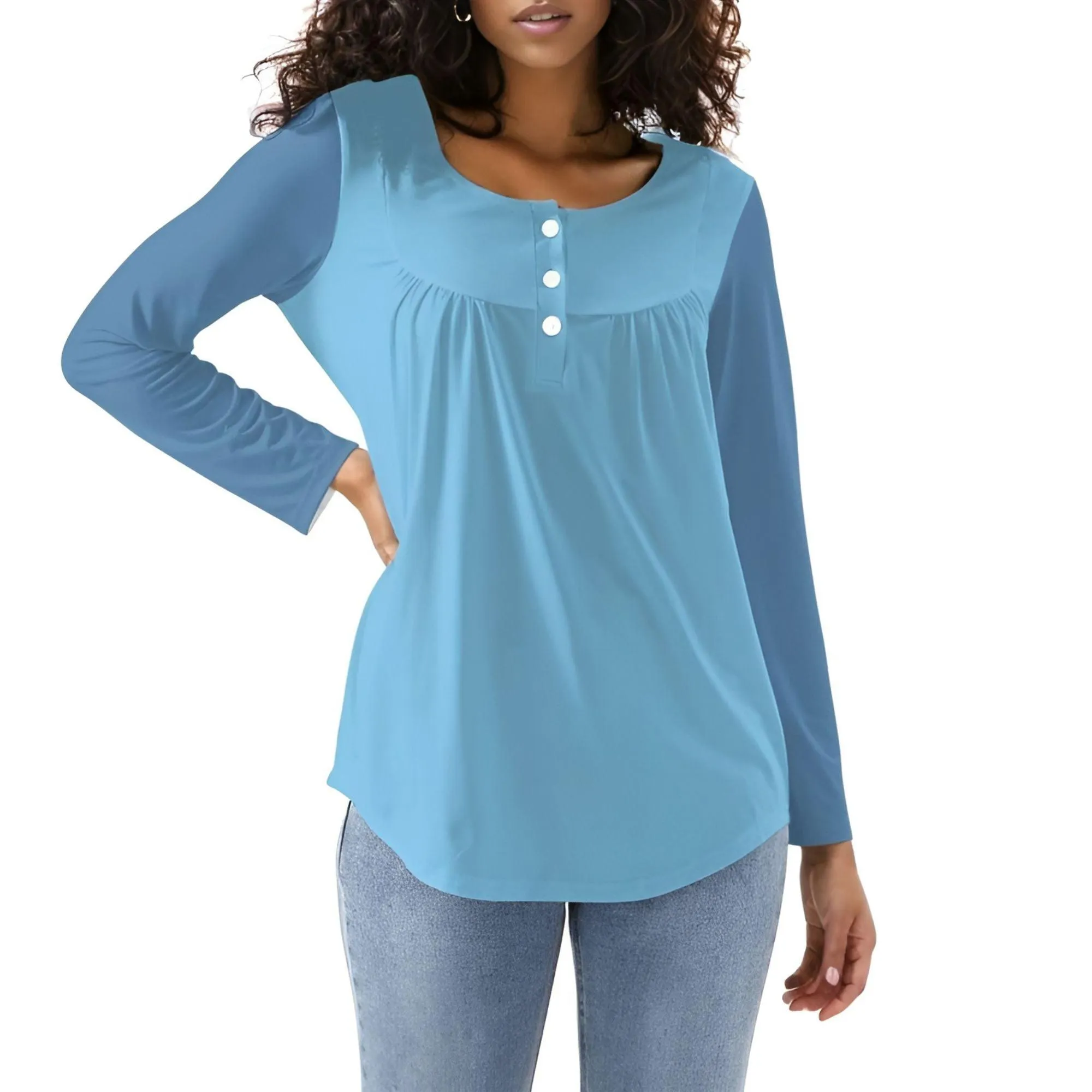 Pinsa Blue Babydoll Long Sleeve Top