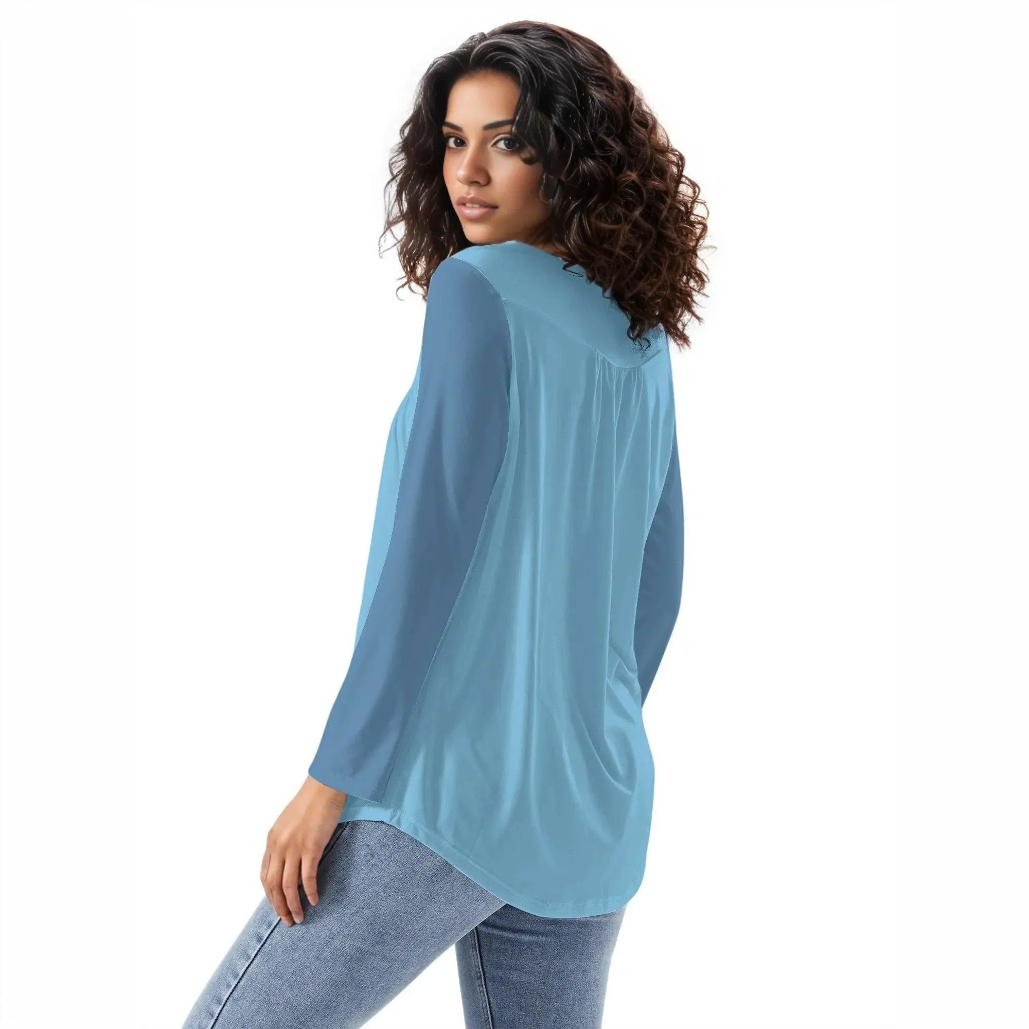 Pinsa Blue Babydoll Long Sleeve Top