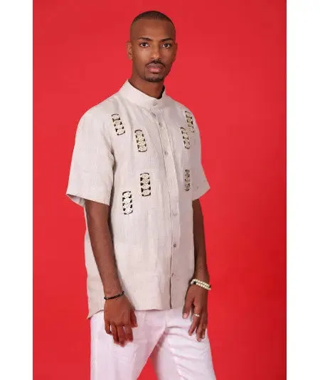 Printed tunic with decorative buttons