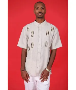 Printed tunic with decorative buttons