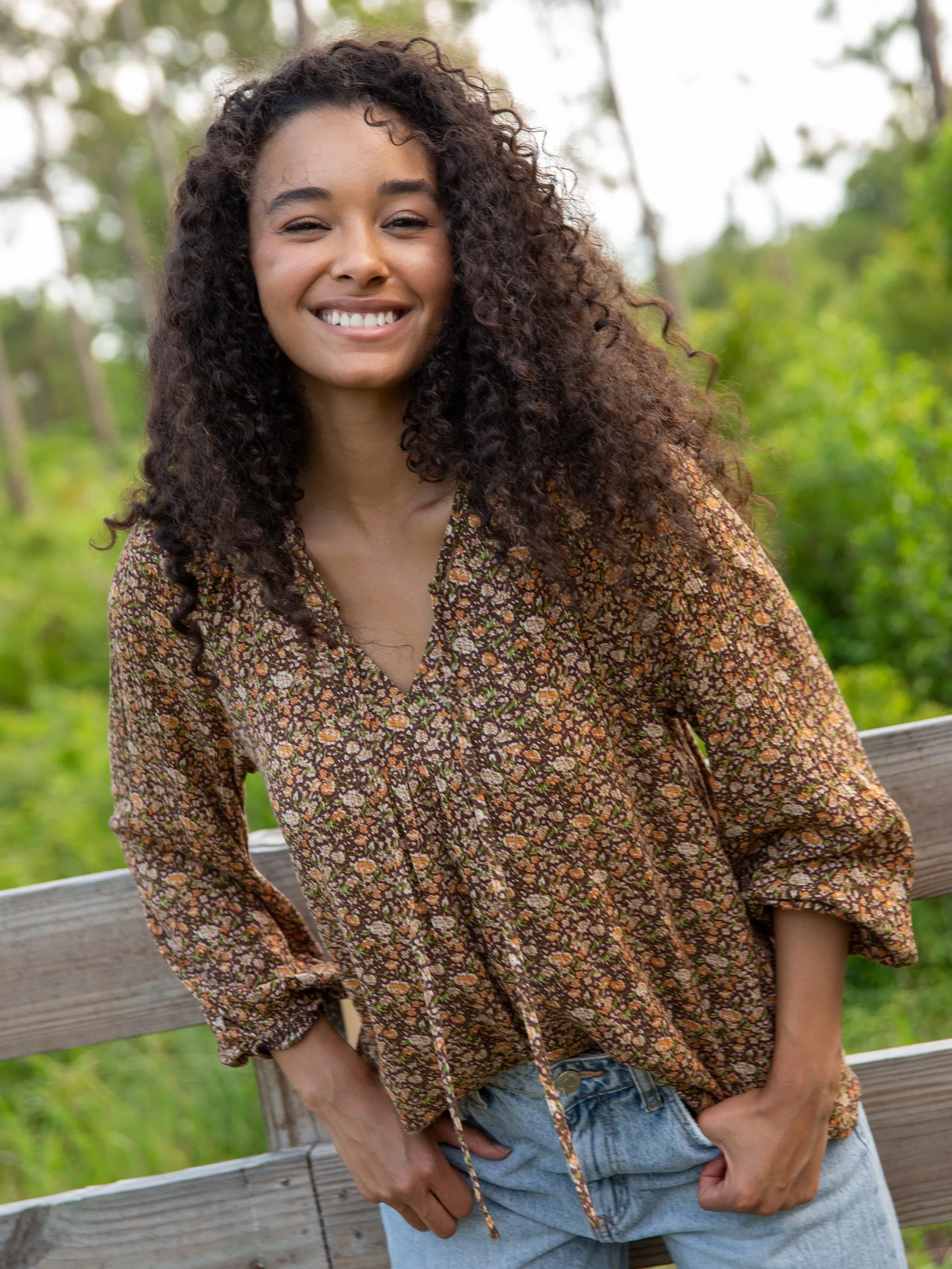 Rowan Top - Espresso Floral