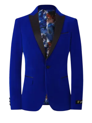 Royal Blue Men's velvet Blazer Peak Lapel with Bowtie Style No-VS1602