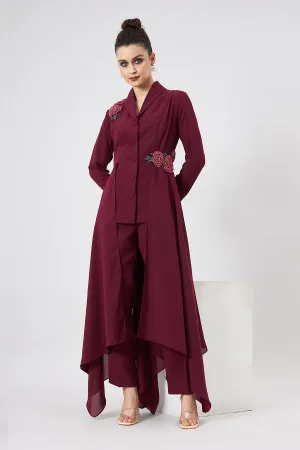 Ruby Red Blazer Tunic & Pant Co-Ord Set