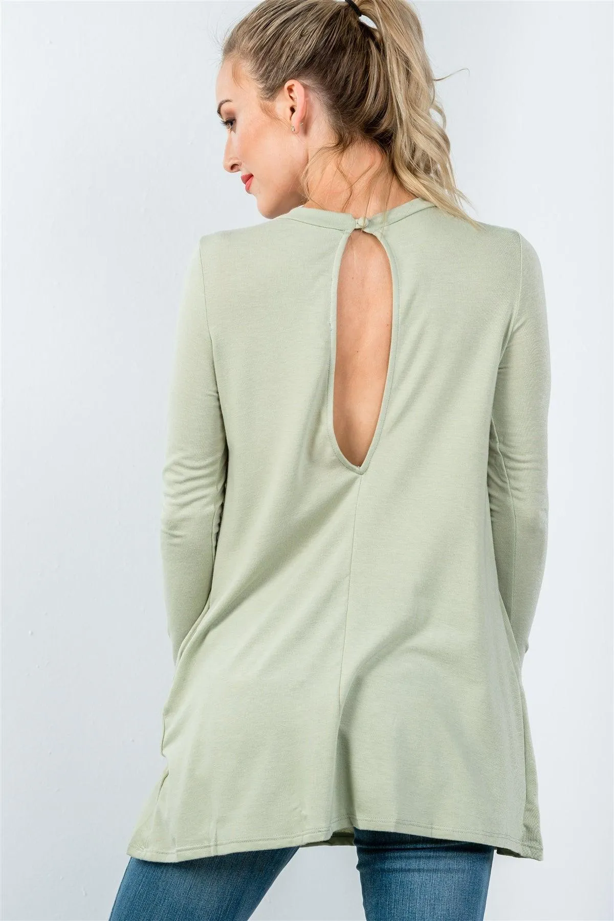 Sage Long Sleeve Back Keyhole Tunic Top / 3-2-1