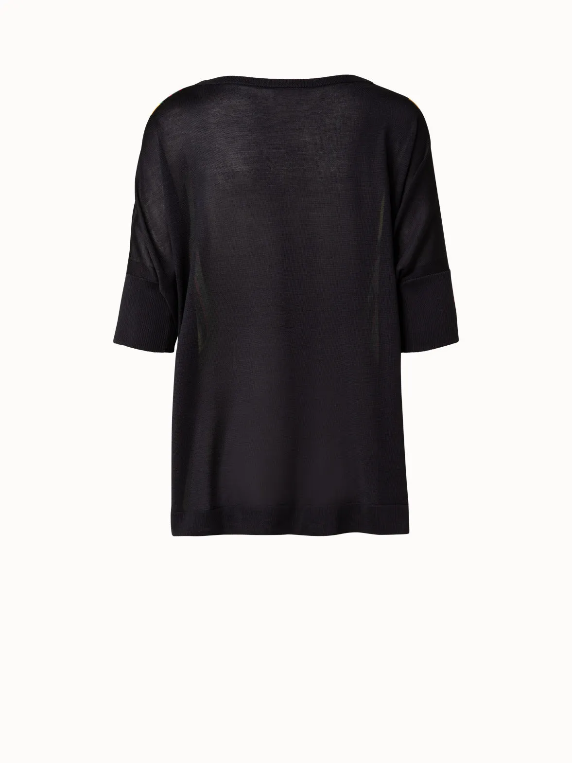 Silk Cotton Tunic with Polychromatic Stripes Print