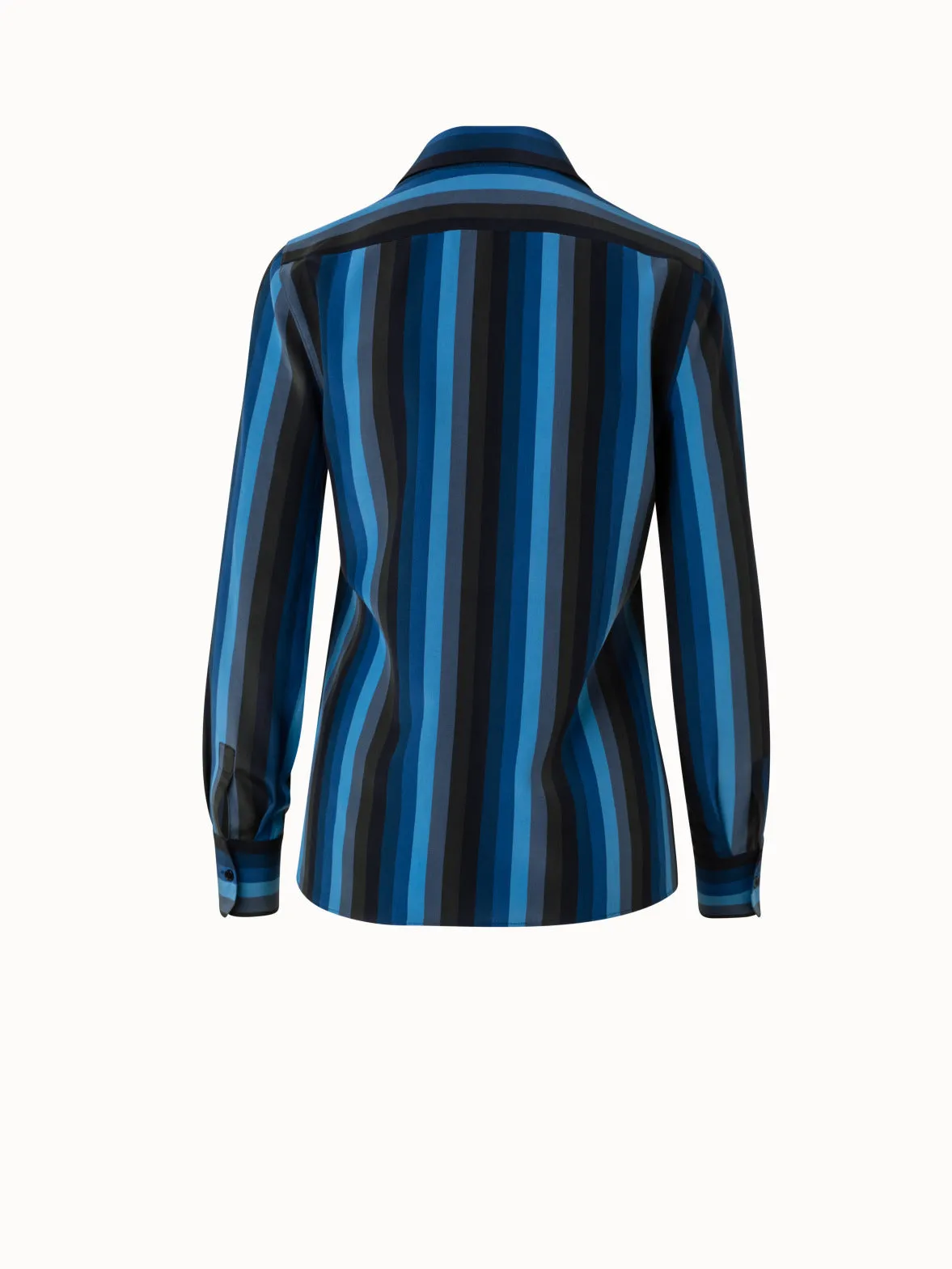 Silk Crêpe Blouse with Dégradé Stripes