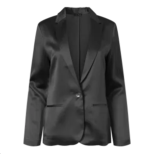 Silk Fitted Blazer In Black