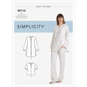 Simplicity Sewing Pattern S9113 Misses' Tunic, Top & Pull On Pants