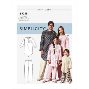 Simplicity Sewing Pattern S9218 Misses', Men's & Children's Tunic & Pants